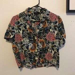 TopShop Button Down Floral Short Sleeve
